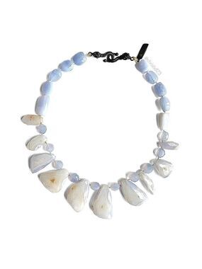 Rebecca Collins Chalcedony Lace Agate Stone Necklace